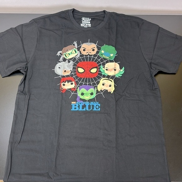 Funko Pop Figures Spider-Man Blue Marvel Black T-Shirt XL NIB Kraven Doc Ock - Picture 11 of 12